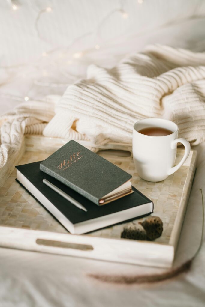 Journal with coffee
